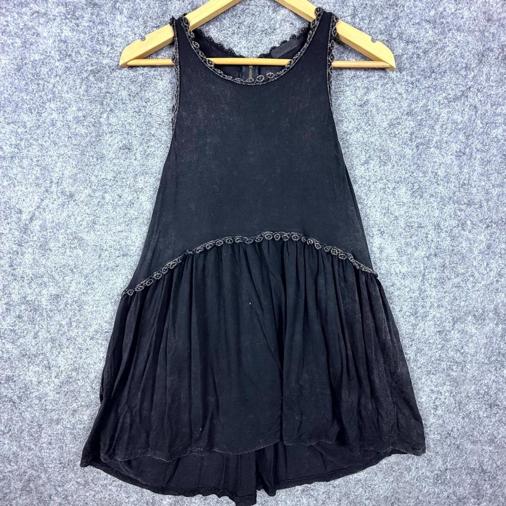 M. Fredric Tank Dress Womens Small Black Cotton Sleeveless Grunge Casual Goth